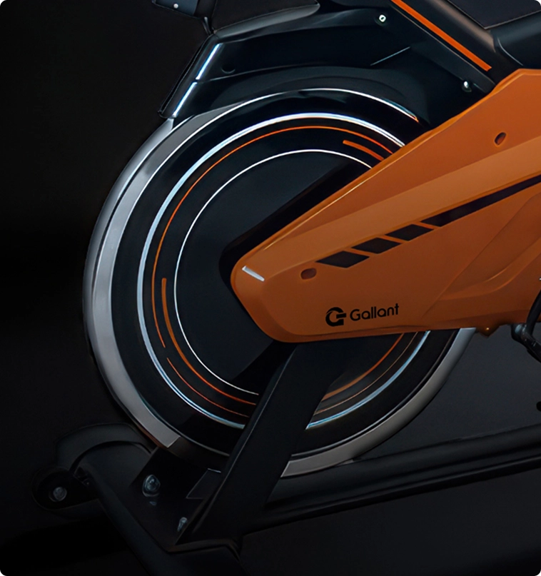 Foto proximo a roda magnética da Bicicleta Gallant Elite Spinning Mecânica